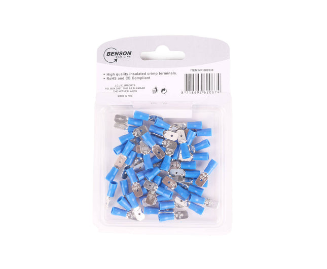 Kabelschoen 50st 2.5-6.3mm Blauw, Snelle Verbinding Elektronica.