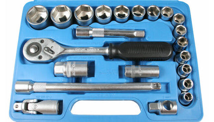 Doppendoos 22-delig Satin Finish, mm-maten, ideaal voor motorreparatie.