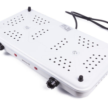 Kookplaat wit dubbel 1000/1500W – Diameter kookplaat 1 15,5 cm, Vermogen 1000 en 1500 W