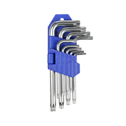 Torx Sleutelset 9-delig, Kort, T10-T50, Voor Moeilijk Bereikbare Plekken