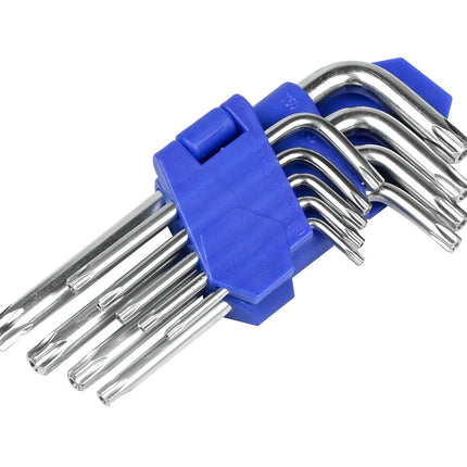 Torx Sleutelset 9-delig, Kort, T10-T50, Voor Moeilijk Bereikbare Plekken