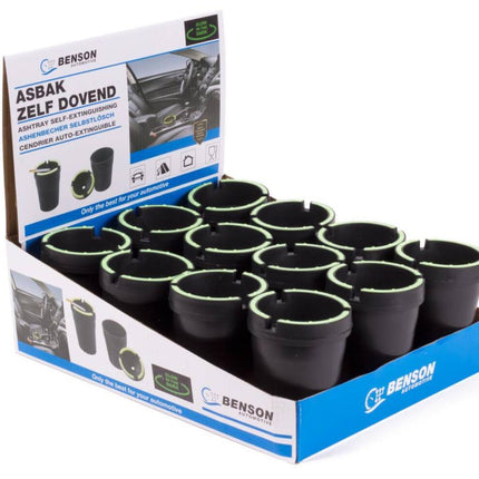 Zelfdovende Asbak 10,6x8cm met Glow in the Dark voor Auto Bekerhouder