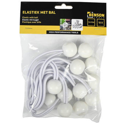 Elastiek met Bal 12 Stuks, 17cm, Ø20mm Bal, Bevestig Zeil en Spandoek