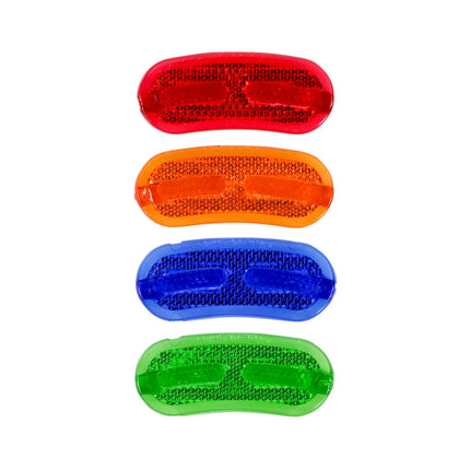 Ovale Spaak Reflector Set 4-delig, 80x37mm, Wit/Oranje/Blauw/Groen