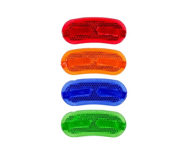 Ovale Spaak Reflector Set 4-delig, 80x37mm, Wit/Oranje/Blauw/Groen