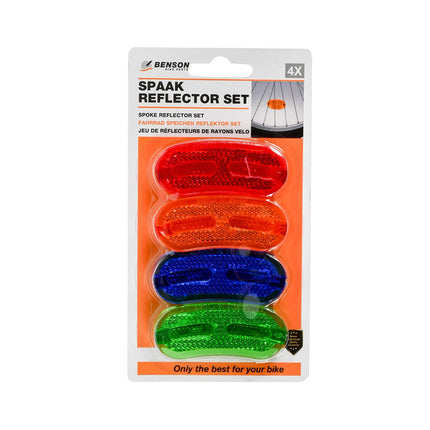 Ovale Spaak Reflector Set 4-delig, 80x37mm, Wit/Oranje/Blauw/Groen
