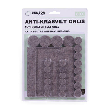 Grijze Antikrasvilt Set 80-delig: Beschermt Vloeren & Dempt Geluid