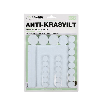 Antikrasvilt Set 80 dlg Wit - Beschermt vloeren, geluiddempend