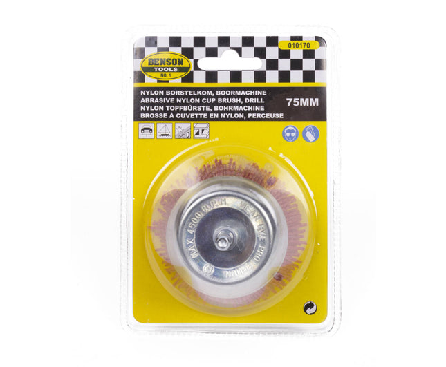Nylon Borstel Kom 65mm voor Boormachine, Ontbramen Hout & Metaal