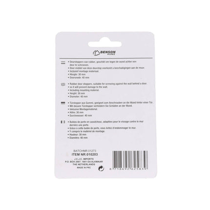 Deurstopper Wandmontage 2-delig, 30x40mm, Incl. Schroeven, Muurbescherming