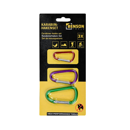 3-delige Karabijnhakenset voor Sleutels en Outdoor Accessoires