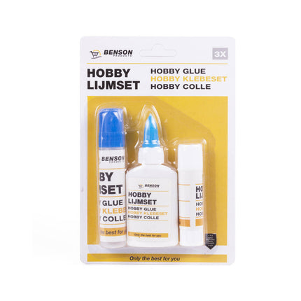 Hobby Lijmset 3 dlg - Lijmstift, Tube, Roller voor Knutselprojecten