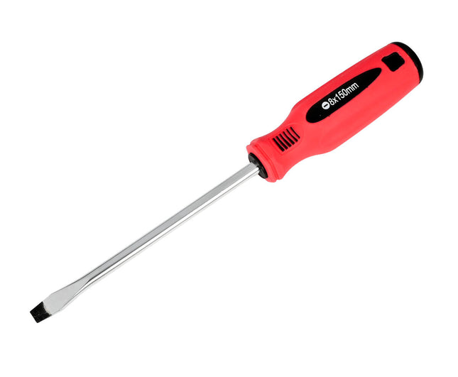 Platkop Schroevendraaier 8x150mm Cr-V Rood/Zwart - Ideaal voor Reparaties