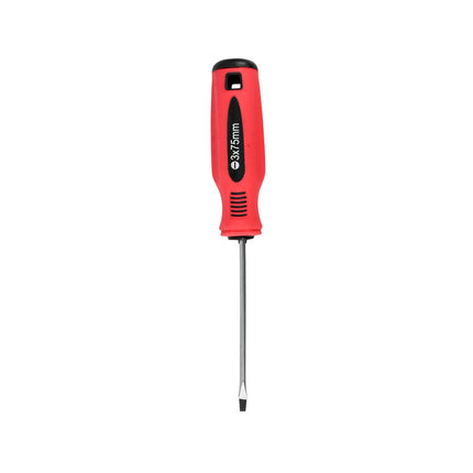 Platkop Schroevendraaier 3x75mm Cr-V, Rood/Zwart, voor Elektronica.