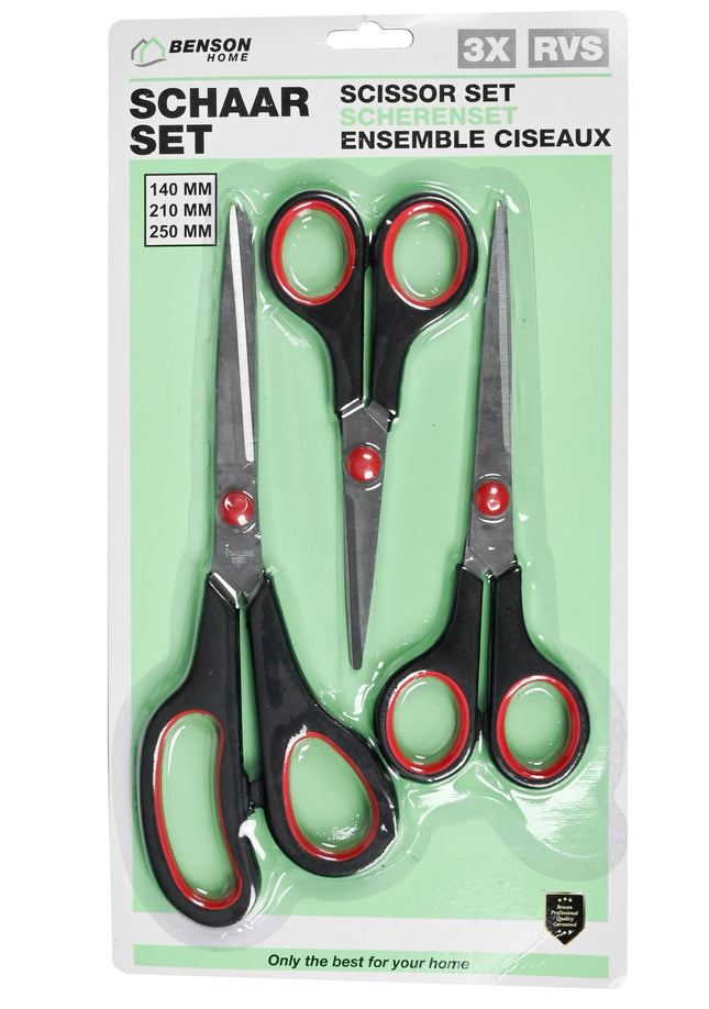 Schaarset 3 dlg actie – Materiaal RVS en kunststof, 14CM, 17,5CM, 20,5CM