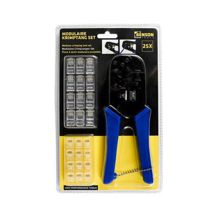 Krimptang Set 25-delig: Voor RJ45 Ethernet & RJ11/12 Telefoonstekkers.