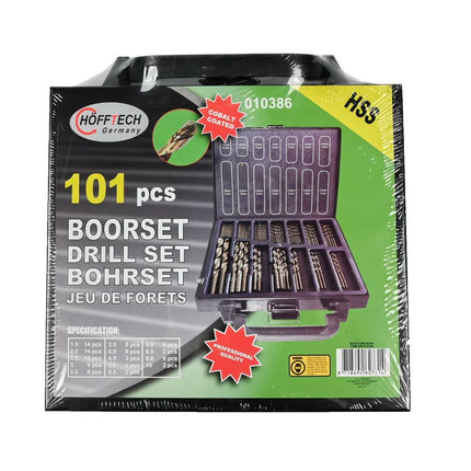 101-teiliges HSS-Kobalt-Bohrerset mit Koffer für Metall und Holz