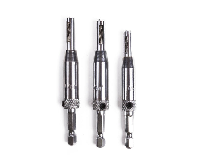 Scharnierboorset 3 dlg, Zelfcentrerend, HSS, Maten: 2.8, 3.6, 4.4 mm