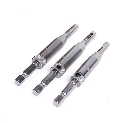 Scharnierboorset 3 dlg, Zelfcentrerend, HSS, Maten: 2.8, 3.6, 4.4 mm