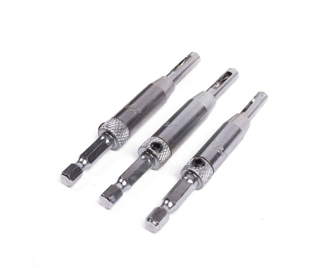 Scharnierboorset 3 dlg, Zelfcentrerend, HSS, Maten: 2.8, 3.6, 4.4 mm