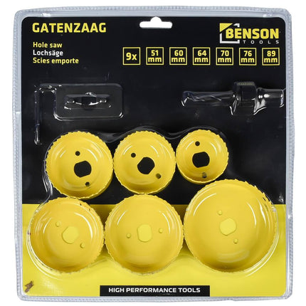 Gatenzaagset 9 dlg: Boor Ø51-86mm hout/gips, incl. boor & sleutel