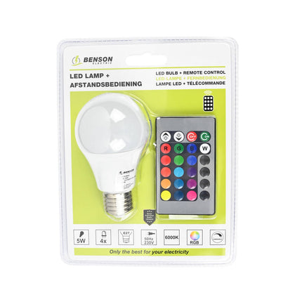 Led Lamp E27 4W Multicolor, Incl. Afstandsbediening, 16 Kleuren