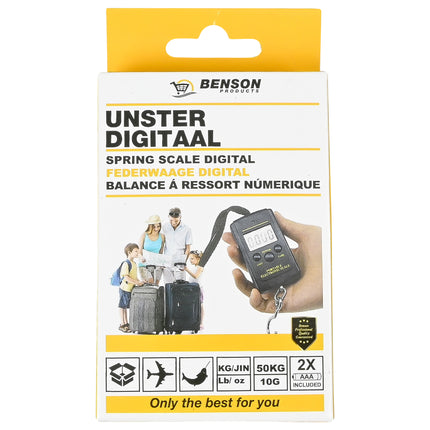 Unster digitaal haak 40 kg – Bereik max 50 kg (stappen van 10 gram), Eenheden KG/Jin/Lb/oz