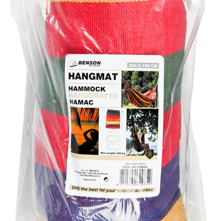Hangmat compleet 200 x 100 cm gestreept – Afmetingen 200 x 100 cm