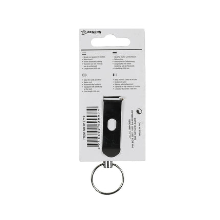 Trekkoord 650mm voor Sleutels & Pasjes met Riemclip, Nylon, Automatisch