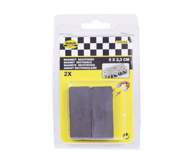Magneet 50x23mm 2-dlg rechthoek, ideaal voor borden en opslag.