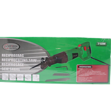 Reciprozaag 900W, 2 zaagbladen, ideaal voor hout en metaal snijden.