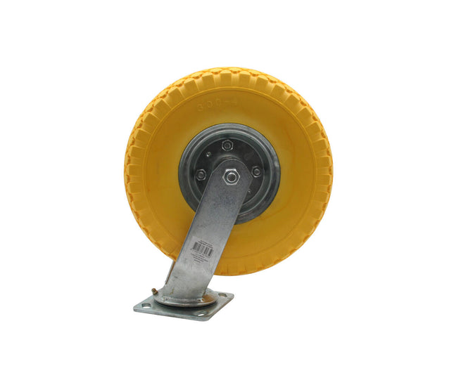 Zwenkwiel 10" PU Band 3.00-4", 100kg draagkracht voor trolleys