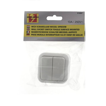 Witte Wisselschakelaar Opbouw 250V 10A, Ideaal voor Verlichting