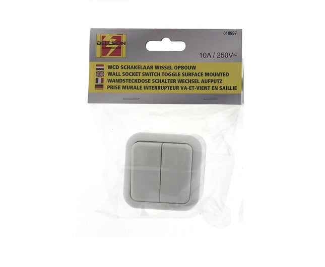 Witte Wisselschakelaar Opbouw 250V 10A, Ideaal voor Verlichting