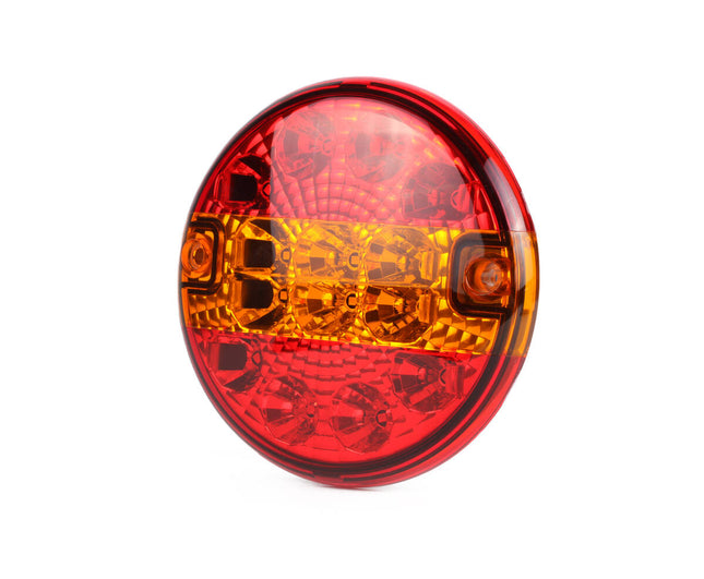 Rond LED Achterlicht 140 mm: 8x LED, E4, IP67, Remlicht & Richtingaanwijzer.