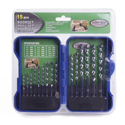 15-teiliges Steinbohrer-Set mit Carbonstahl-Bits im Hartschalenkoffer, YG8-Präzision