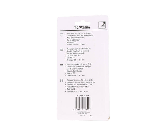Zwarte Permanent Marker Set 4-delig, 2-2,5mm, Voor Diverse Oppervlakken