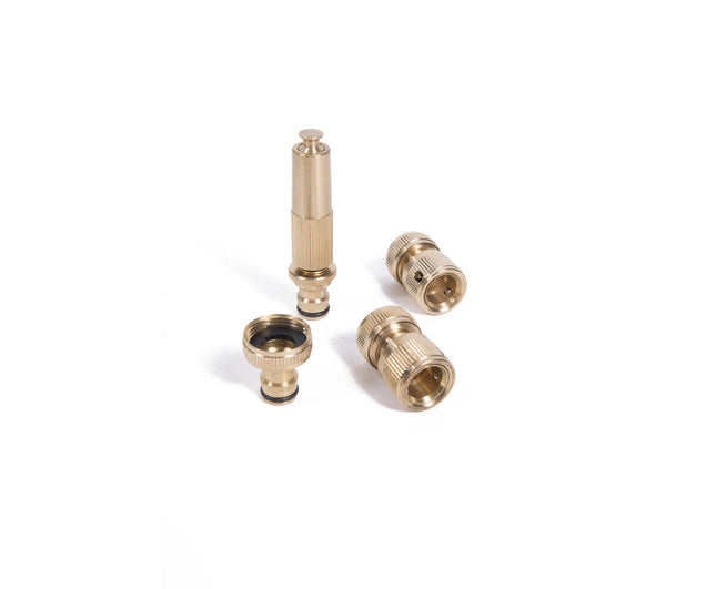 Waterkoppelset 4-delig Messing: Sproeikop, 3/4" Kraanaansluiting