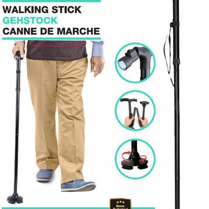Wandelstok easy ergo + LED – Verstelbare hoogte 85-95 CM, Diameter 19-22MM, 95 CM