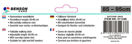 Wandelstok opklapbaar – Verstelbare hoogte 85-95 CM, Diameter 19-22MM, 95 CM, 22MM