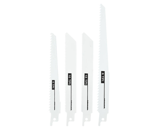 Reciprozaagbladen 4-delig set, hout/metaal, 6"-8", 6-18 TPI, veelzijdig.