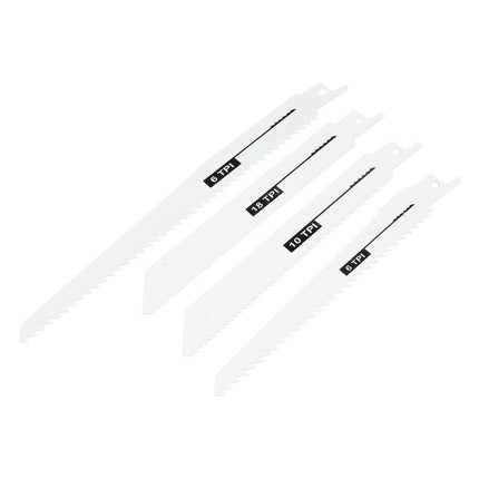 Reciprozaagbladen 4-delig set, hout/metaal, 6"-8", 6-18 TPI, veelzijdig.