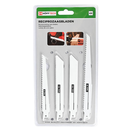 Reciprozaagbladen 4-delig set, hout/metaal, 6"-8", 6-18 TPI, veelzijdig.