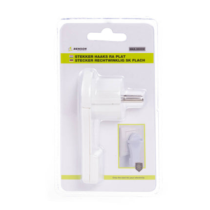 8mm Platte Haakse Stekker, Inklapbare Handgreep, 250V/16A, Perfect voor Krappe Ruimtes