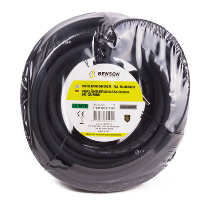 Verlengsnoer 10m, 3G1.5, 3500W, 250V, rubber, binnen/buiten gebruik