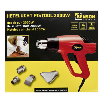 Hetelucht pistool 2000W – Spanning en frequentie 230V ~ 50Hz, Netsnoer lengte 1.8 MTR