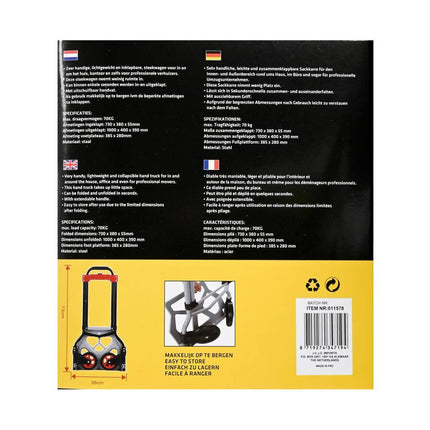Opvouwbare Steekwagen 70 kg met Uitschuifbaar Handvat, 385x280 mm Voetplateau