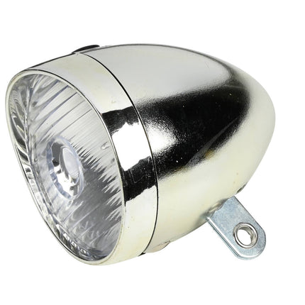 Fietskoplamp 1 LED, Chrome, 2x AA, Stijlvol voor nachtelijke ritten