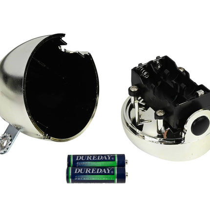 Fietskoplamp 1 LED, Chrome, 2x AA, Stijlvol voor nachtelijke ritten