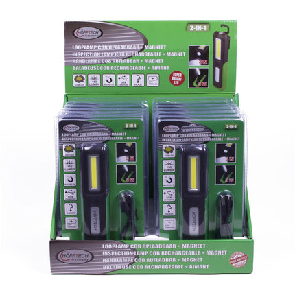 Looplamp COB Oplaadbaar, 150lm, Magneet/Haak, 1200mAh, 2-3u Licht